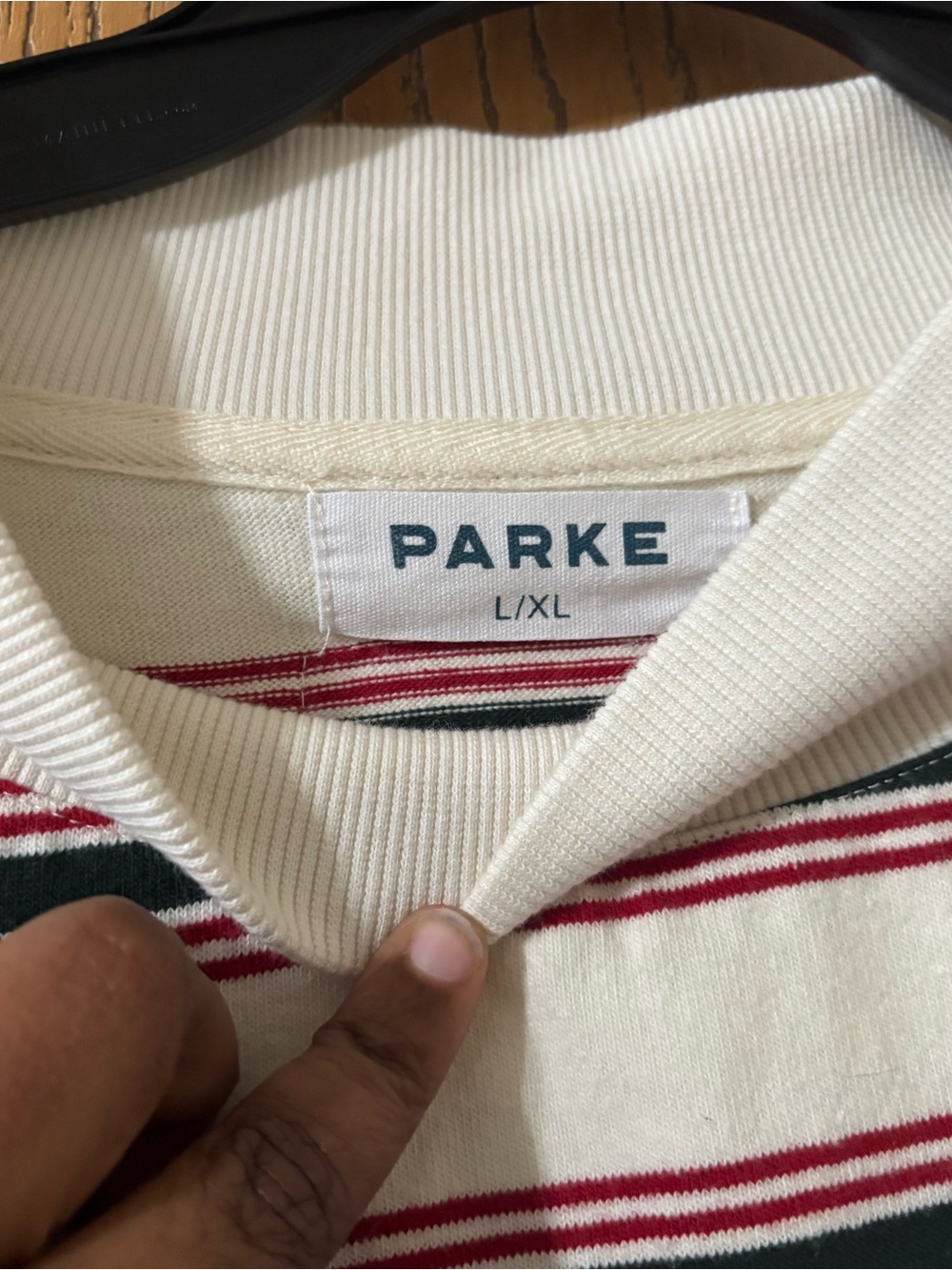 Parke Seasons Greeting Eggnog Stripe Mockneck size L/XL NWOT - Picture 3 of 5
